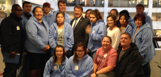 Image of students from Bennett County, Todd County and Wagner Community school districts with Sen. Mike Rounds.