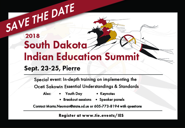 2018 SD Indian Education Summit. Sept. 23-25, Pierre