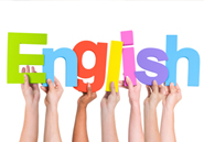 stock photo of letters being held up spelling out ENGLISH