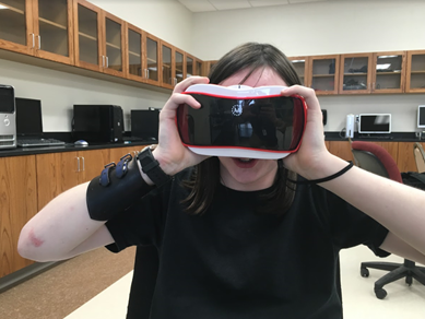 Student with googles