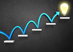 graphic of stepping up to lightbulb